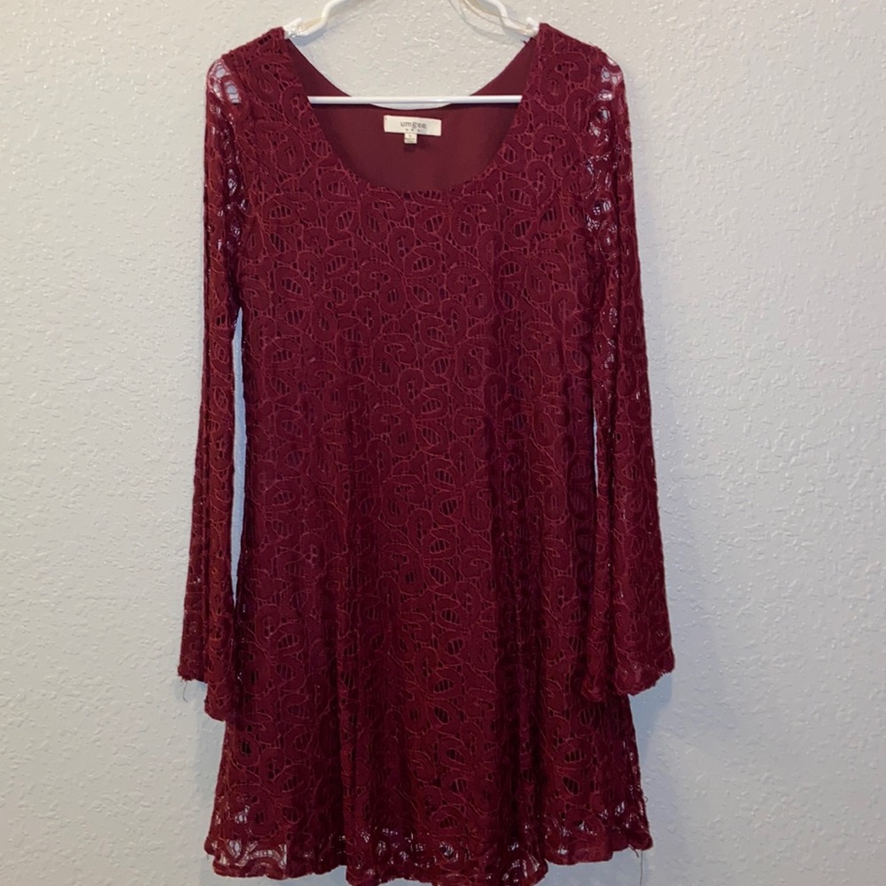 Maroon Long Sleeved Dress